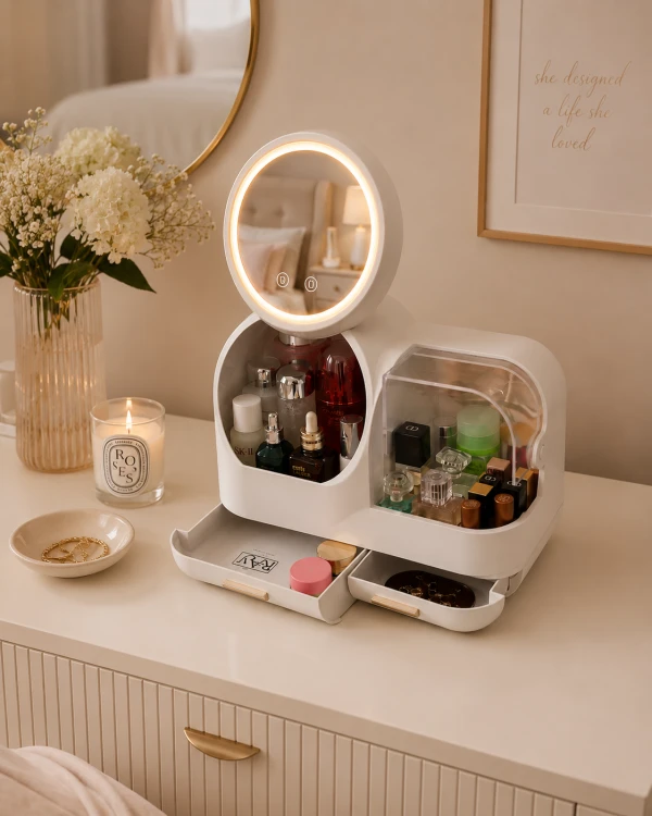 Organizador de maquillaje con espejo y ventilador's foto | CasaViva+ |  BizneCubano